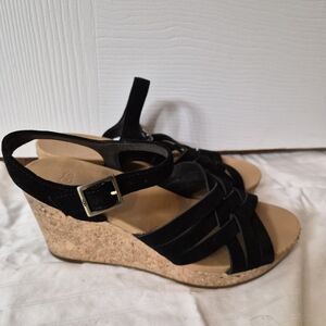 UGG Black Wedge Sandals with Cork Sole